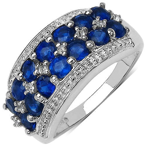 2.00 Carat Kyanite & White Topaz Sterling Silver Engagement Ring