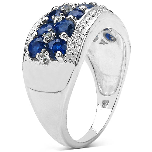 2.00 Carat Kyanite & White Topaz Sterling Silver Engagement Ring