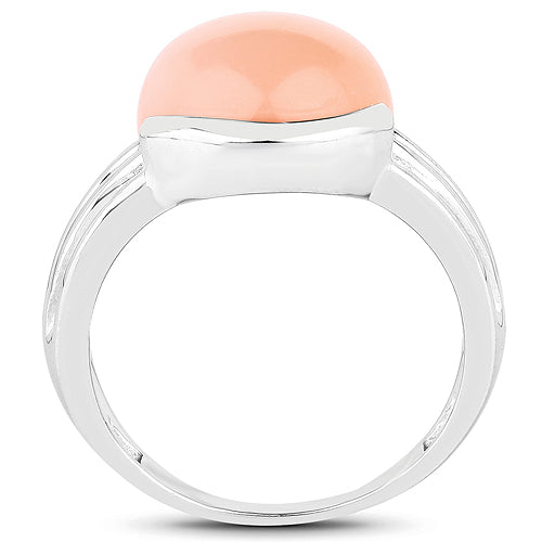 6.00 Carat Genuine Peach Moonstone Sterling Silver Ring