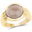Anillo de Compromiso de Plata Esterlina con Cuarzo Ahumado Baño de Oro Amarillo de 14K