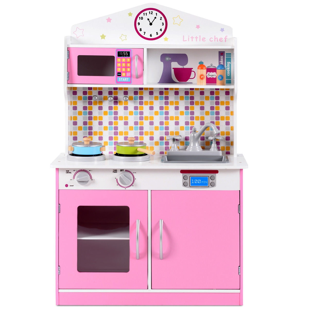 Juego de cocina de madera para niños - Rosa