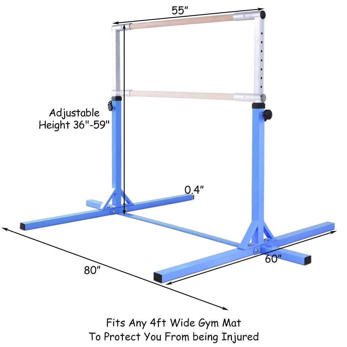 Barra Horizontal de Gimnasia Ajustable para Niños - Azul