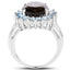 Anillo de Plata Esterlina con Cuarzo Ahumado de 6.79 Quilates y Topacio Azul