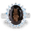 Anillo de Plata Esterlina con Cuarzo Ahumado de 6.79 Quilates y Topacio Azul