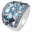 6.06 Carat Blue Topaz & Tanzanite Sterling Silver Ring