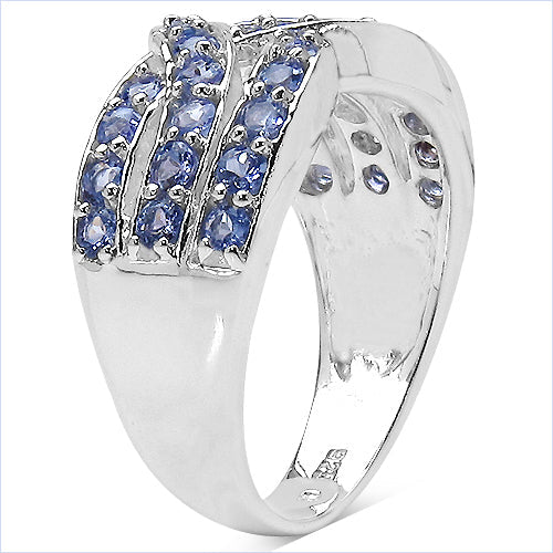 Bague de fiançailles en argent sterling avec tanzanite véritable de 1,26 carat