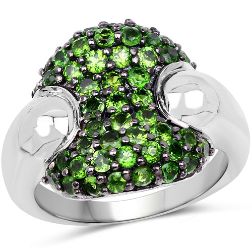 1.82 Carat Genuine Chrome Diopside Sterling Silver Engagement Ring