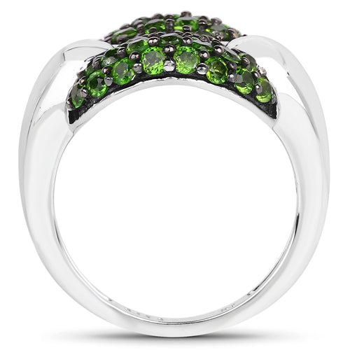 1.82 Carat Genuine Chrome Diopside Sterling Silver Engagement Ring