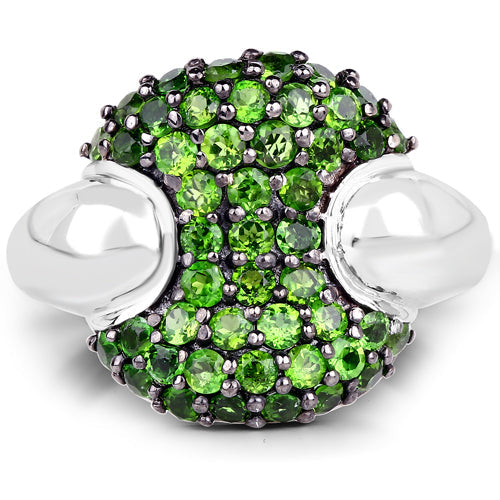 1.82 Carat Genuine Chrome Diopside Sterling Silver Engagement Ring