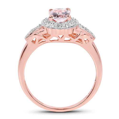 14K Rose Gold Plated Morganite & White Topaz Ring