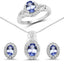 Ensemble de bijoux en tanzanite véritable de 2,46 carats et topaze blanche