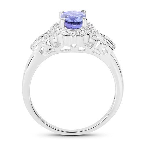 Ensemble de bijoux en tanzanite véritable de 2,46 carats et topaze blanche
