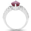 Bague en argent sterling de 3,56 carats avec rubis véritable et topaze blanche