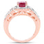 14K Rose Gold Plated Ruby and White Topaz Cocktail Ring