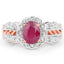 14K Rose Gold Plated Ruby and White Topaz Cocktail Ring