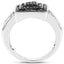 Bague en argent sterling avec diamants noirs et blancs de 0,55 carat