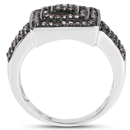 0.42 Carat Genuine Champagne Diamond Sterling Silver Engagement Ring