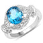 Anillo de Topacio Azul Londres de 3.26 Quilates y Diamante Blanco en Plata de Ley
