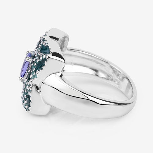 0.44 Carat Genuine Tanzanite Sterling Silver Engagement Ring
