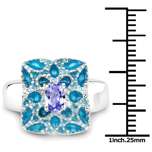 0.44 Carat Genuine Tanzanite Sterling Silver Engagement Ring