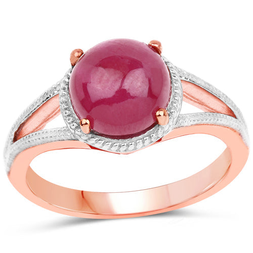 14K Rose Gold Plated 5.05 Carat Glass Filled Ruby Ring