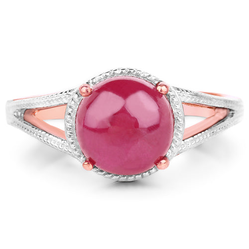 14K Rose Gold Plated 5.05 Carat Glass Filled Ruby Ring