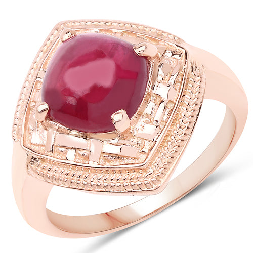 14K Rose Gold Plated 3.15 Carat Genuine Ruby Ring