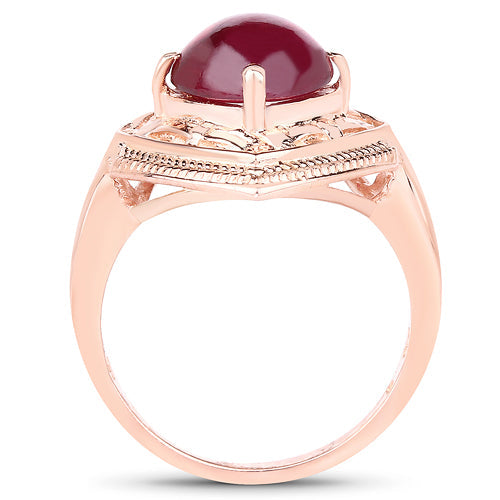 14K Rose Gold Plated 3.15 Carat Genuine Ruby Ring