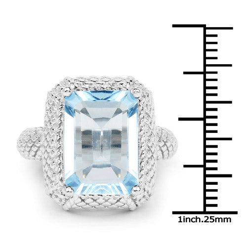 9.25 Carat Genuine Blue Topaz Sterling Silver Ring