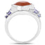 Bague en argent sterling avec pierre de lune pêche et tanzanite de 4,67 carats