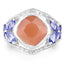 Bague en argent sterling avec pierre de lune pêche et tanzanite de 4,67 carats