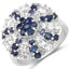 Anillo de Plata de Ley con Zafiro Azul y Topacio Blanco de 1.78 Quilates