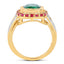 14K Yellow Gold Plated Emerald and Ruby Cocktail Ring