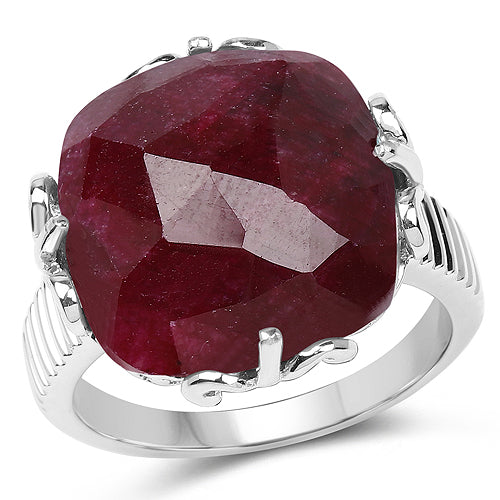 Bague de fiançailles en argent sterling .925 avec rubis teinté de 13,65 carats
