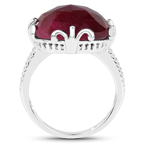 Bague de fiançailles en argent sterling .925 avec rubis teinté de 13,65 carats