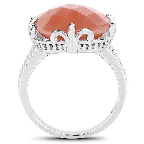 12.75 Carat Genuine Peach Moonstone Sterling Silver Ring