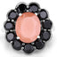 7.88 Carat Genuine Peach Moonstone & Black Spinel Ring