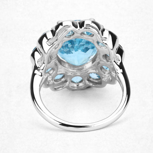 Bague en argent sterling avec topaze bleue suisse de 8,77 carats
