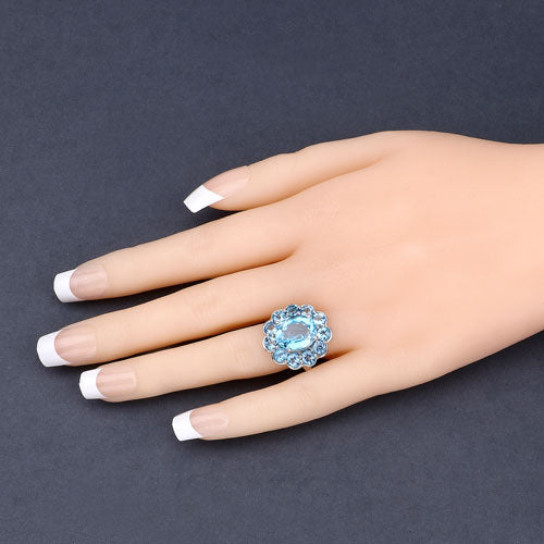 Bague en argent sterling avec topaze bleue suisse de 8,77 carats