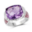 8.86 Carat Genuine Amethyst & White Topaz Sterling Silver Ring
