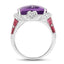 8.86 Carat Genuine Amethyst & White Topaz Sterling Silver Ring