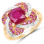 14K Rose Gold Plated 3.88 Carat Ruby & White Topaz Ring