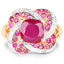 14K Rose Gold Plated 3.88 Carat Ruby & White Topaz Ring