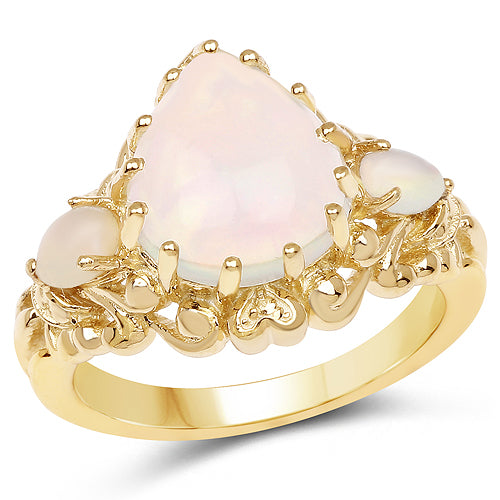 Anillo de Ópalo Etíope Baño de Oro de 14K en Plata Esterlina