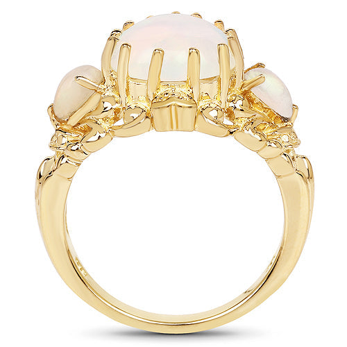 Anillo de Ópalo Etíope Baño de Oro de 14K en Plata Esterlina
