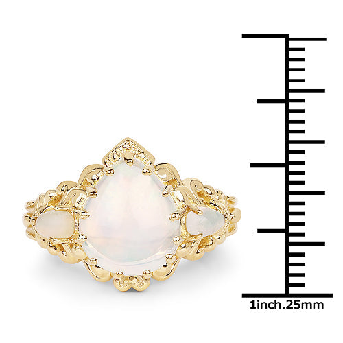 Anillo de Ópalo Etíope Baño de Oro de 14K en Plata Esterlina