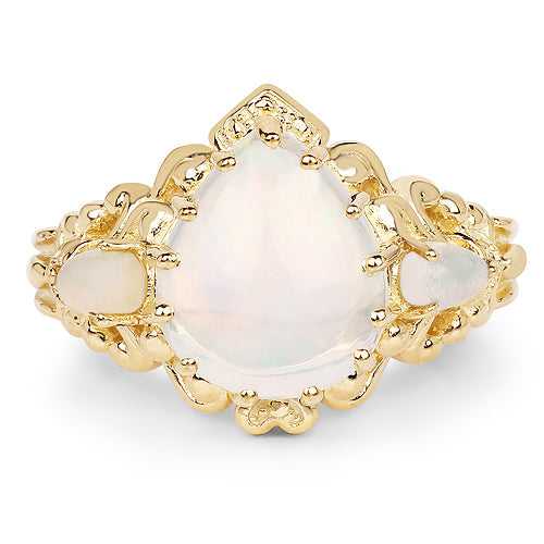 Anillo de Ópalo Etíope Baño de Oro de 14K en Plata Esterlina