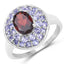 Anillo de Plata Esterlina de 2.56 Quilates con Granate y Tanzanita