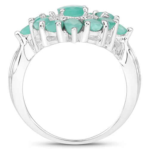 2.37 Carat Genuine Emerald Sterling Silver Engagement Ring