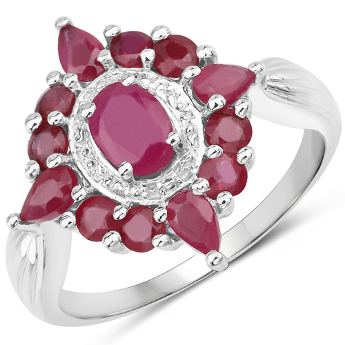 2.89 Carat Genuine Ruby .925 Sterling Silver Engagement Ring